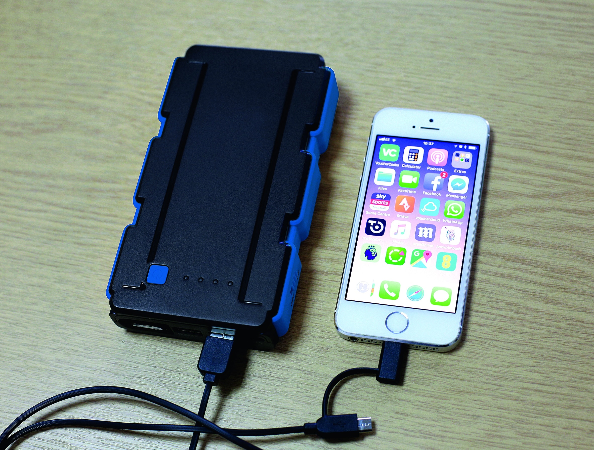 Laser Jump Starter - Mobile phone charging is always a likely task.