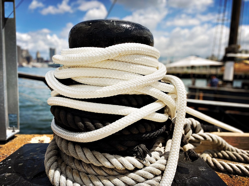 Here seen on top, a nice new healthy mooring line