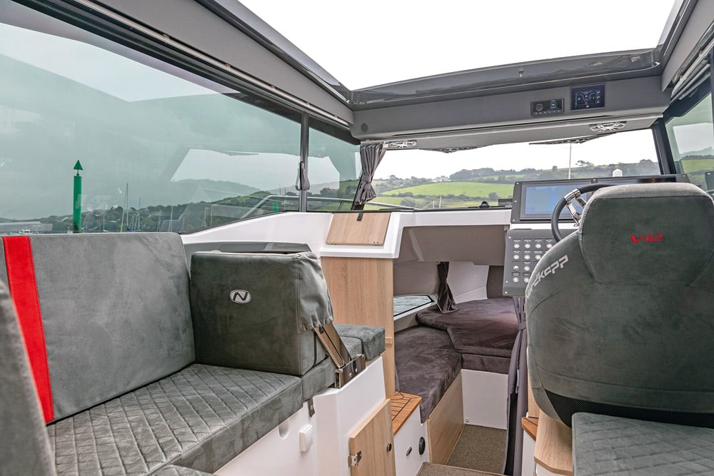 Spacious cabin with plenty of storage in the Nordkapp Gran Coupe 905 V12